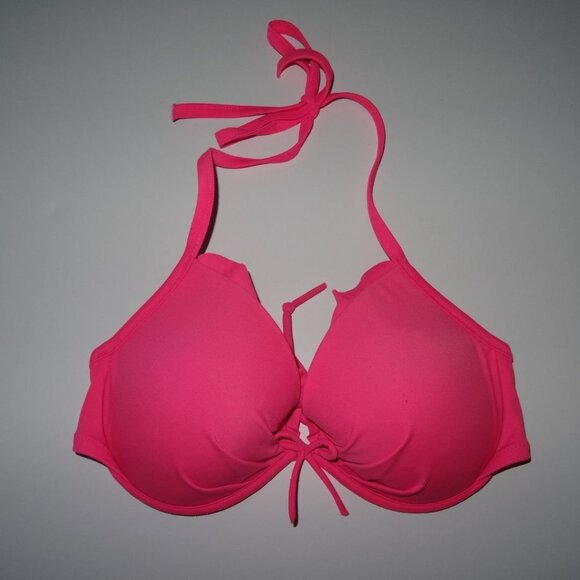 Victoria's Secret Other - Victoria's Secret Hot Pink Bombshell Bikini Top Size 34DD Ruffle Halter